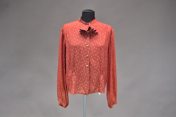 Vintage 1930's Metallic Printed Crepe Blouse - image 1