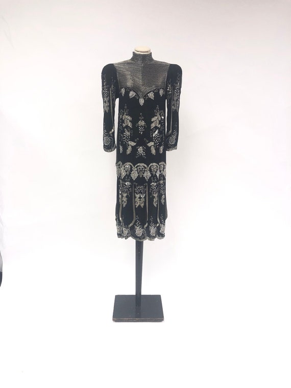 Vintage 1980's Beaded Silk Dress