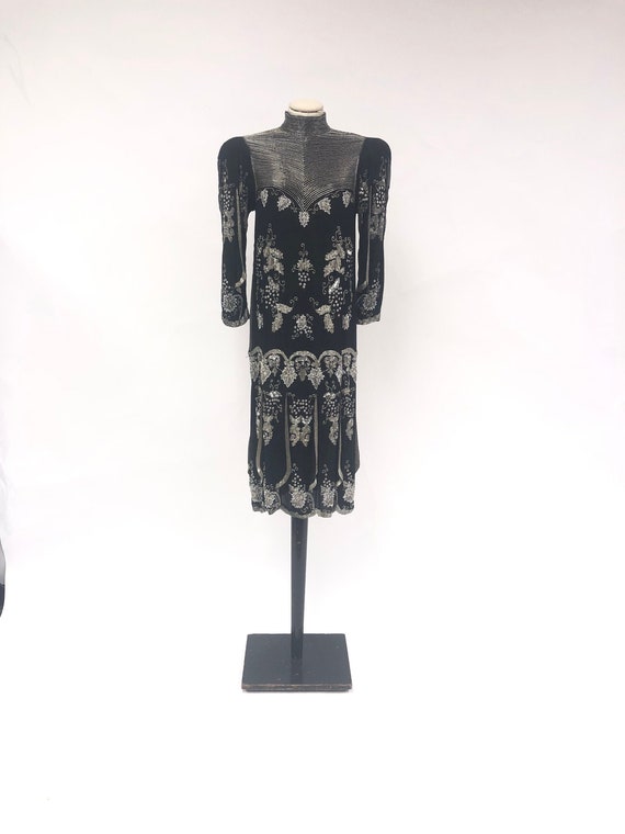 Vintage 1980's Saks Fifth Avenue Beaded Silk Dress