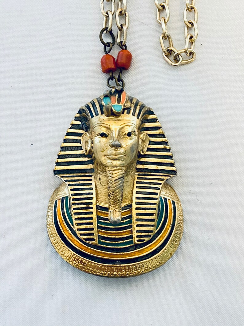 Vintage EISENBERG King Tut Pendant Necklace image 1