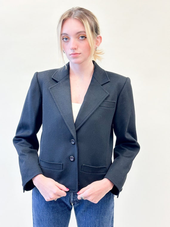 Vintage 1980's Saint Laurent Wool Cropped Blazer