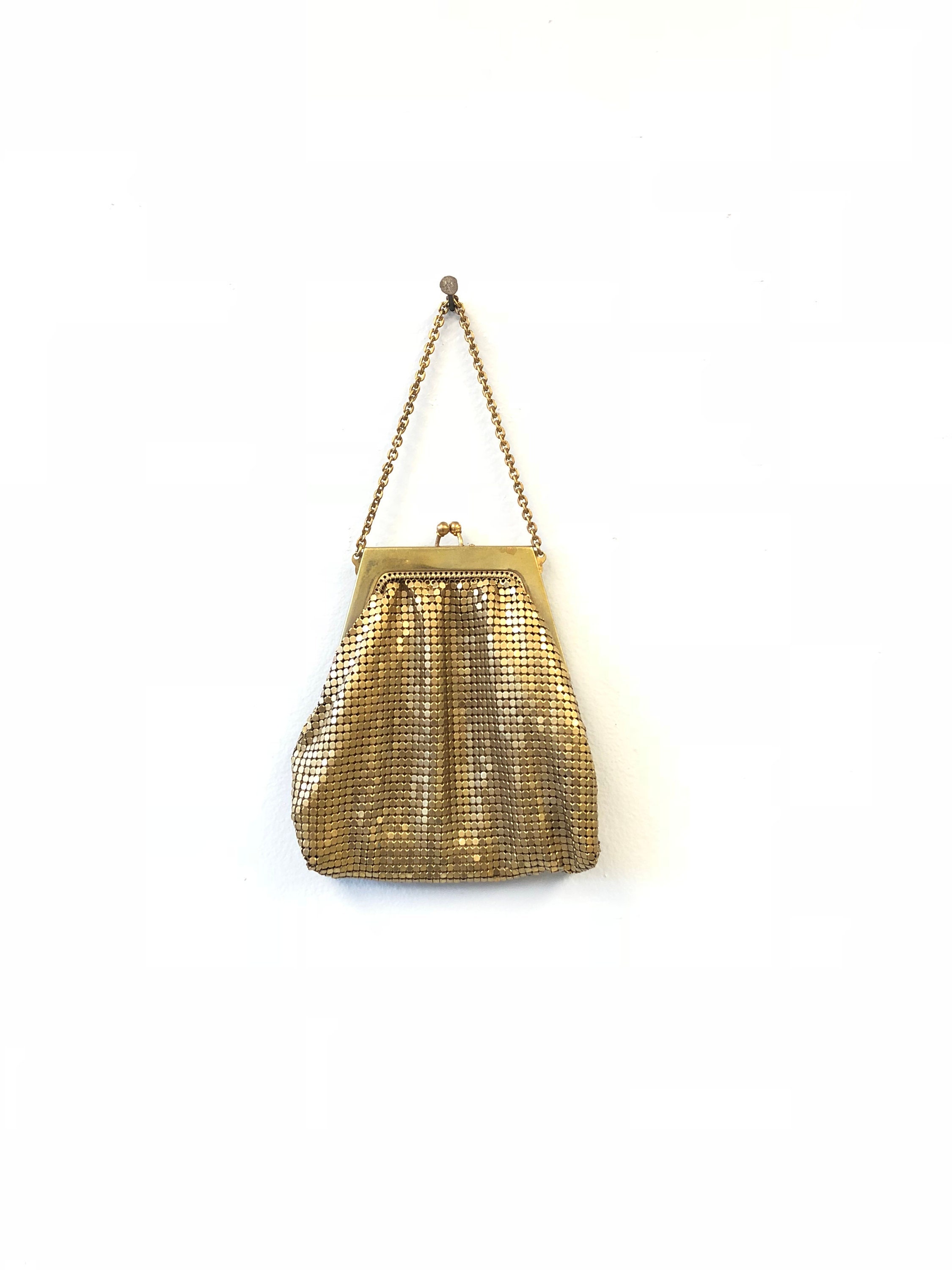 Vintage Gold Color Mesh Clutch Bag Circa 1940's