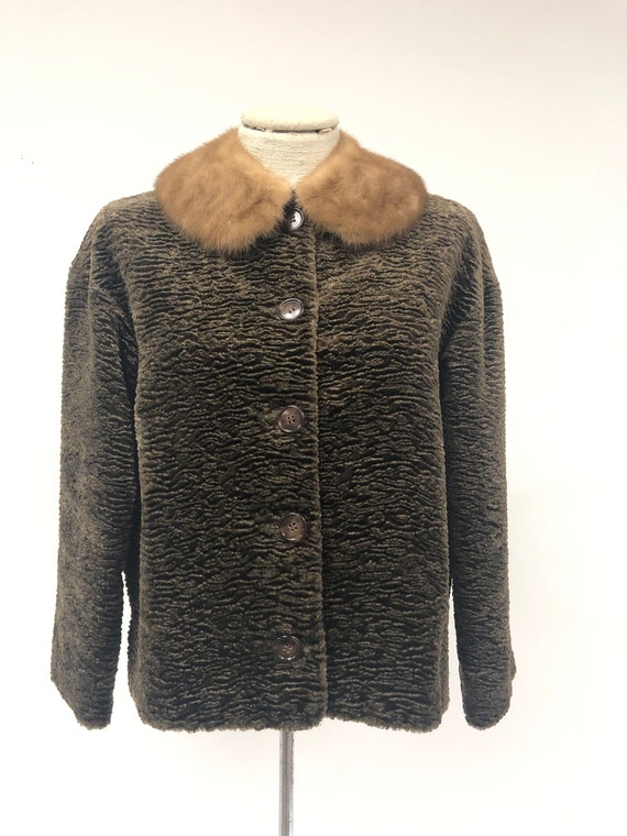 Vintage Faux Fur Short Jacket with Mink Removable… - image 2