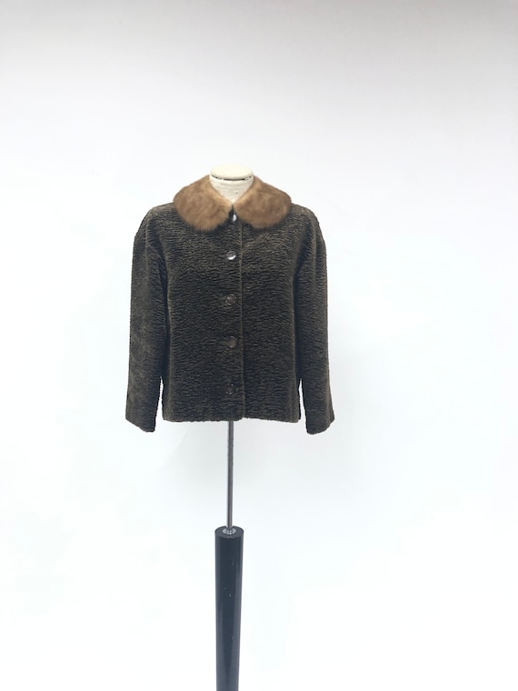 Vintage Faux Fur Short Jacket with Mink Removable… - image 1