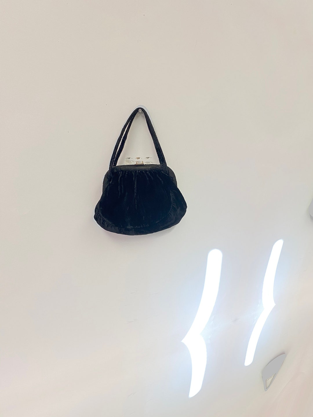 Vintage 1950s Black Velvet Evening Bag main image 0