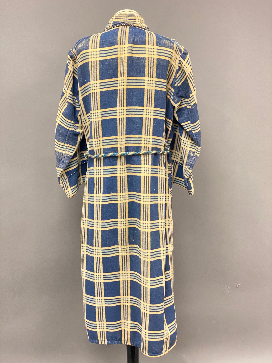 Vintage 1960's Blue Plaid Wool Robe Etsy