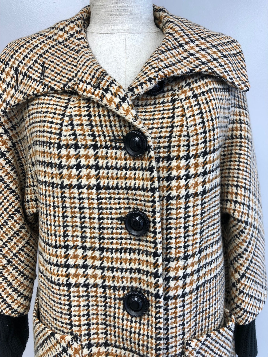 1960's Wool Gingham Coat Etsy
