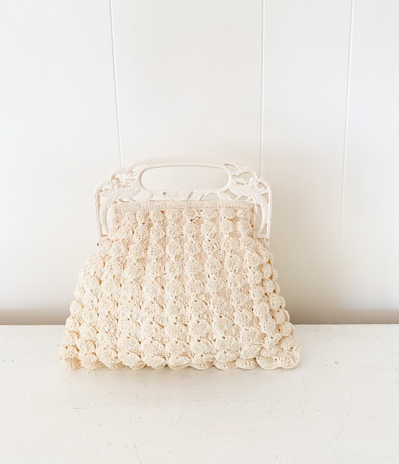 Vintage 1950's/60's Ivory Crochet Handbag - image 2