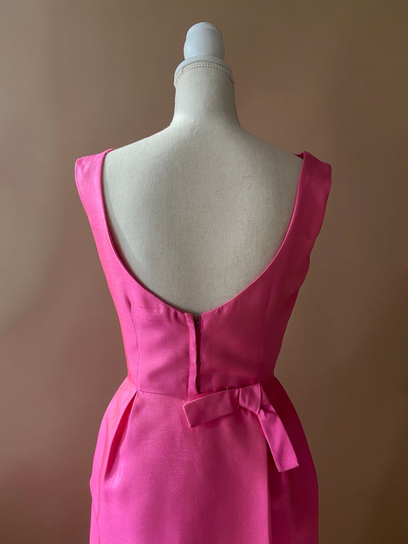Vintage 1950's/1960's Hot Pink Dress with Bow image 9