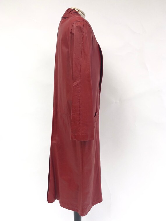 Vintage 1980's Charles Klein Red Leather Trench C… - image 5