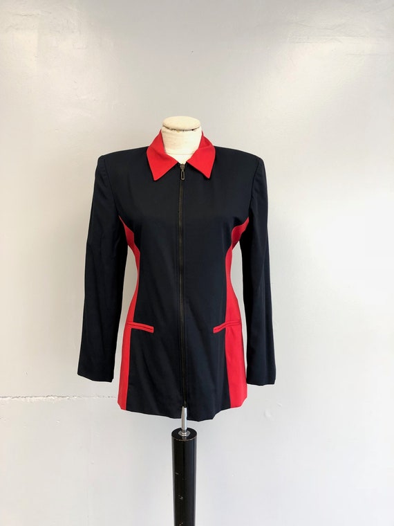 Vintage 1980's Magique Paris Navy & Red Blazer - image 1