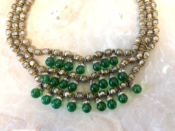 Vintage Gold and Lucite Beaded Necklace - image 3