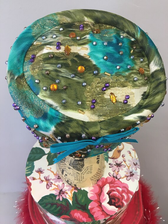 Vintage 1960's Embellished Pillbox Hat - image 6