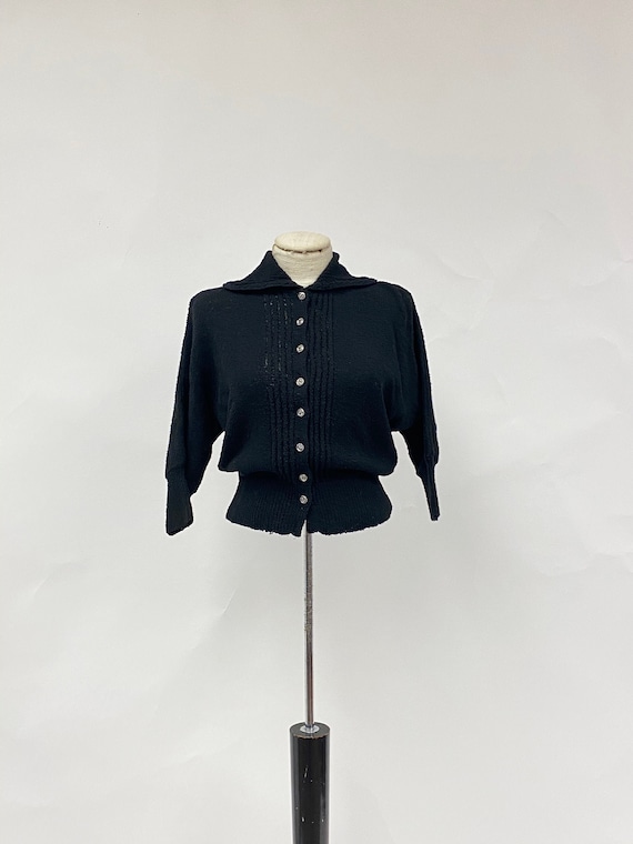Vintage 1940's/50's Wool Sweater with Glass Button