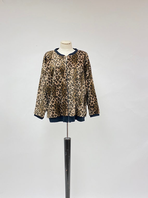 Vintage 1980's Cheetah Print Velour Bomber Jacket