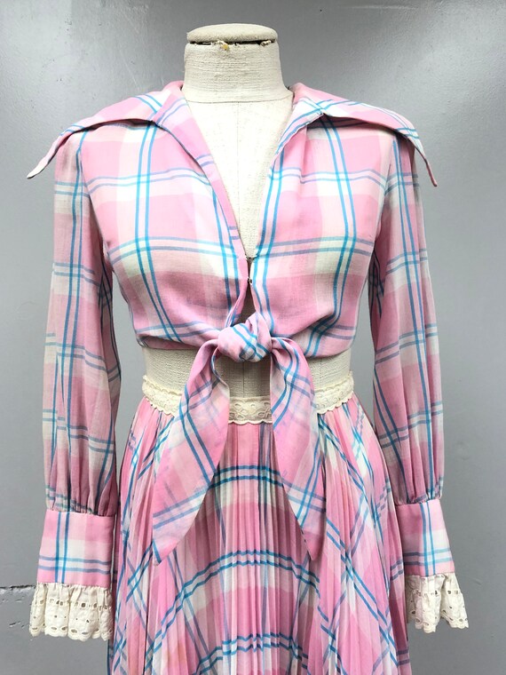1960's/70's Plaid Top & Pleated Skirt Set