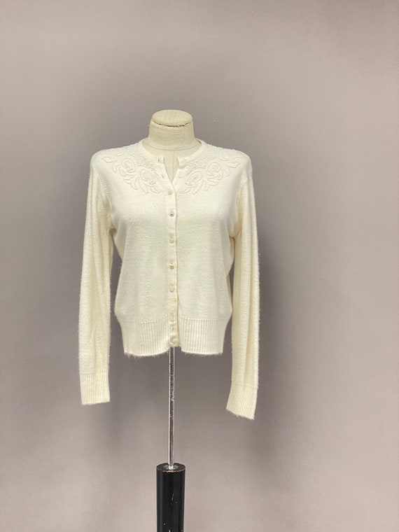 Vintage 1950's/60's Ivory Beaded Cardigan