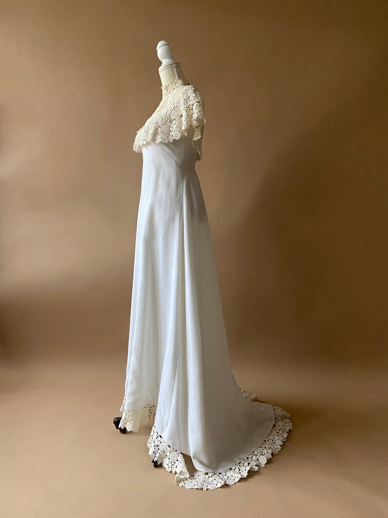 Vintage 1960's Edwardian Style Wedding Dress Linen With Etsy