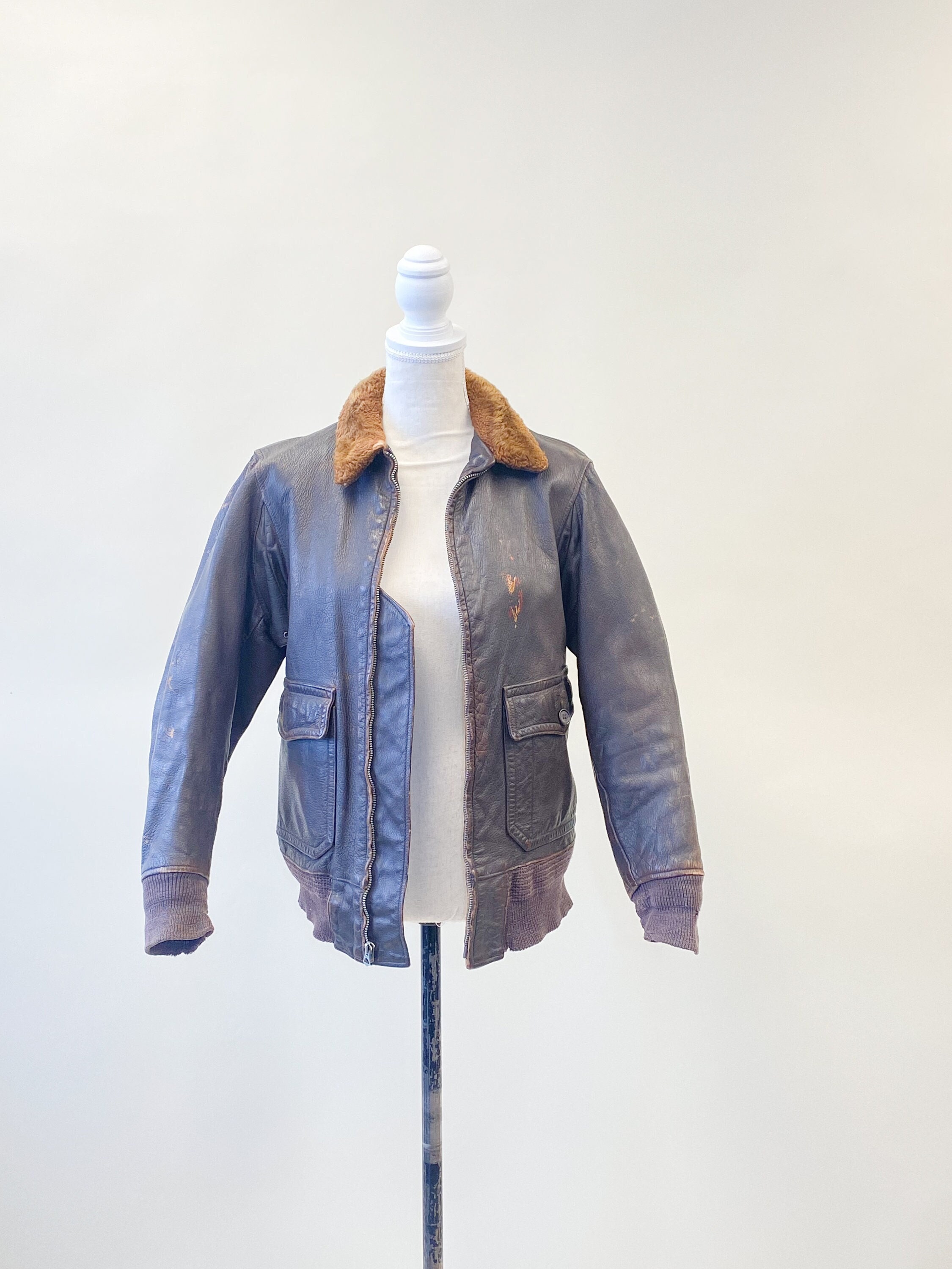 1940s Leather Jacket - Etsy
