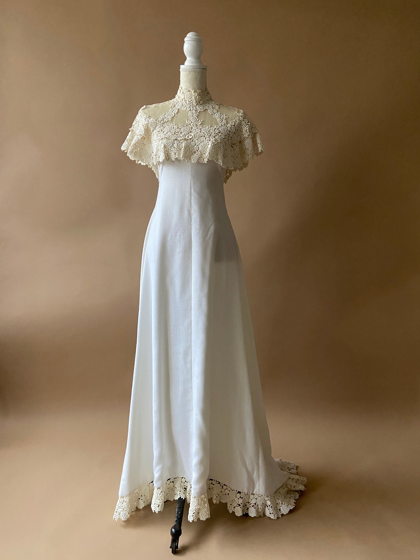 Vintage 1960's Edwardian Style Wedding Dress Linen With Etsy