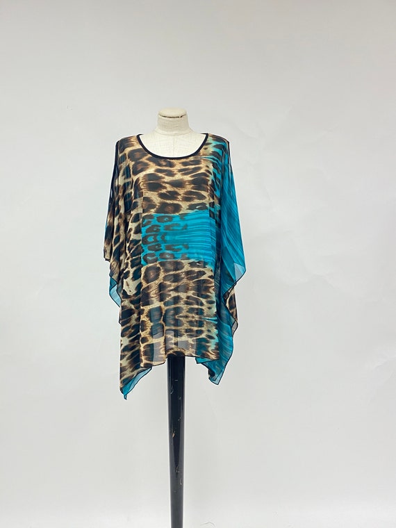 Vintage Sheer Leopard Print Cape Top
