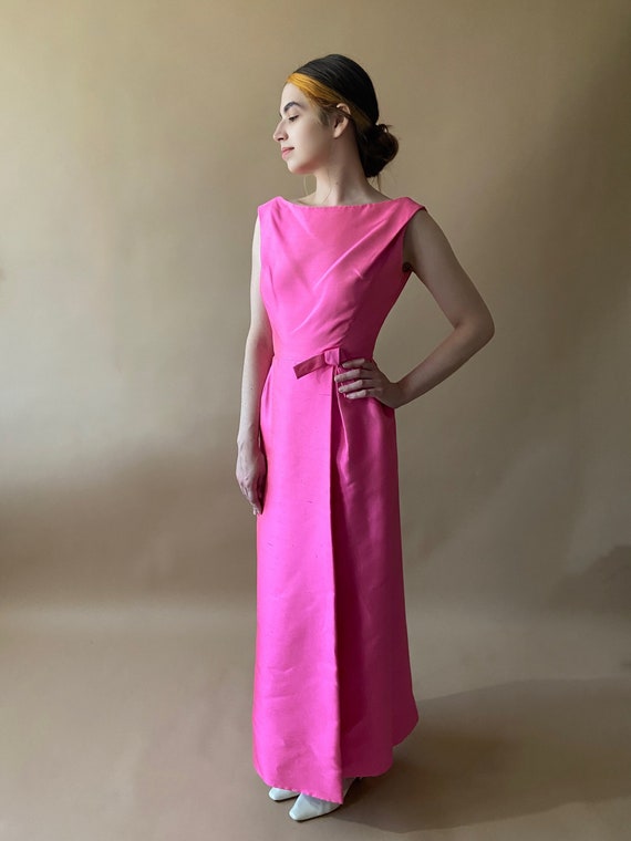 Vintage 1950's/1960's Hot Pink Dress with Bow - image 1