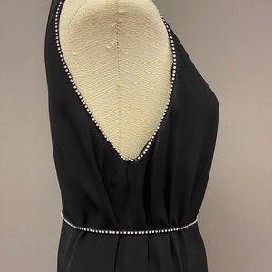 Vintage 1980's Rhinestone Trim Shift Dress with Belt image 6