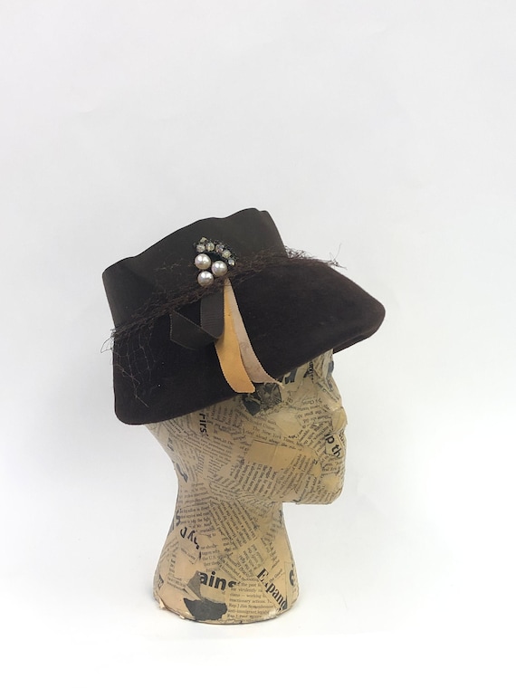 Vintage 1950's Velour Hat - image 1