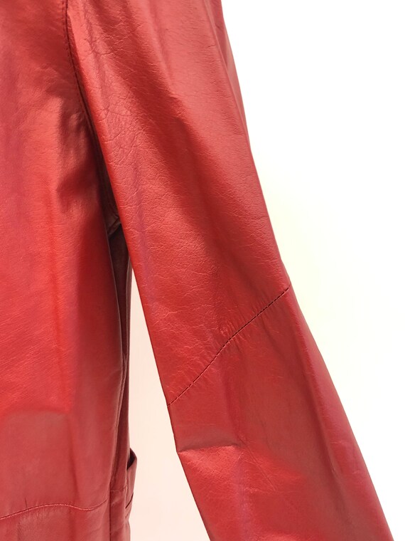 Vintage 1980's Charles Klein Red Leather Trench C… - image 9