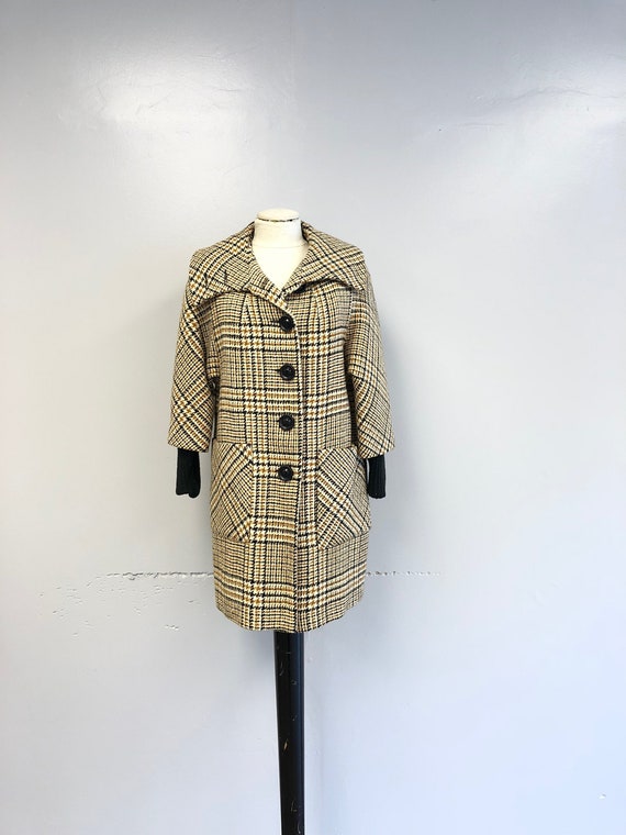 Classic Grey Houndstooth Wool Long Coat main image 0