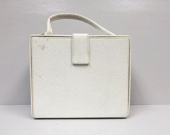 Vintage 1950's White Faux Leather Box Bag