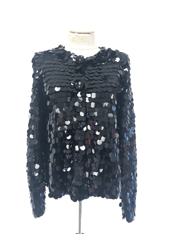 Vintage 1980's Sequin Wool Cardigan - image 2