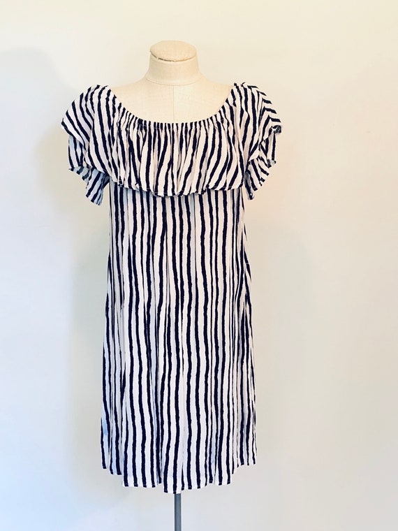 Vintage 1990's Striped Off-Shoulder Summer Dress - image 2