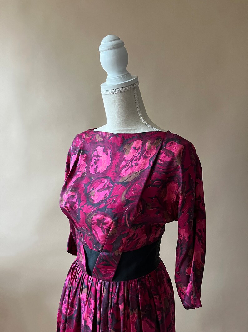 Vintage 1950's/1960's Pink Rose Floral Dress image 5