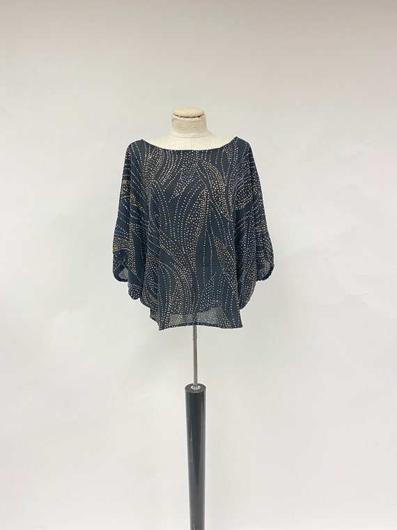 Vintage 1980's Black Embellished Blouse - image 1