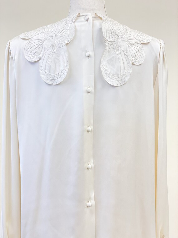 Vintage 1980's Lloyd Williams Ivory Blouse with H… - image 6