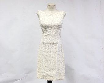 Vintage 1960's Lisa Howard Ivory Beaded Dress
