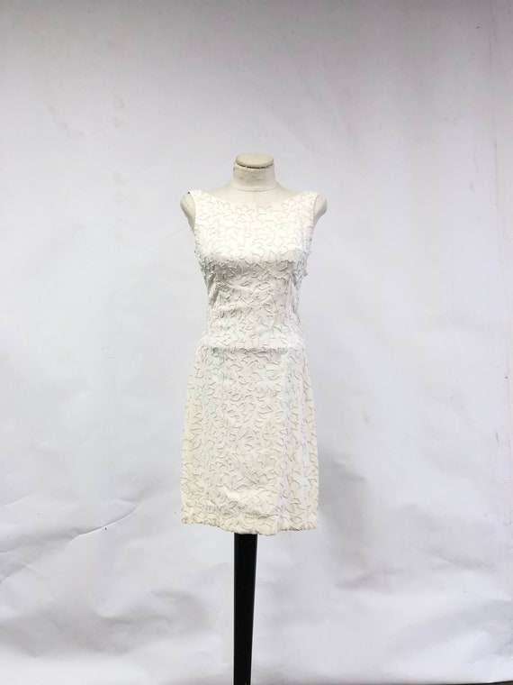 Vintage 1960's Lisa Howard Ivory Beaded Dress - image 1