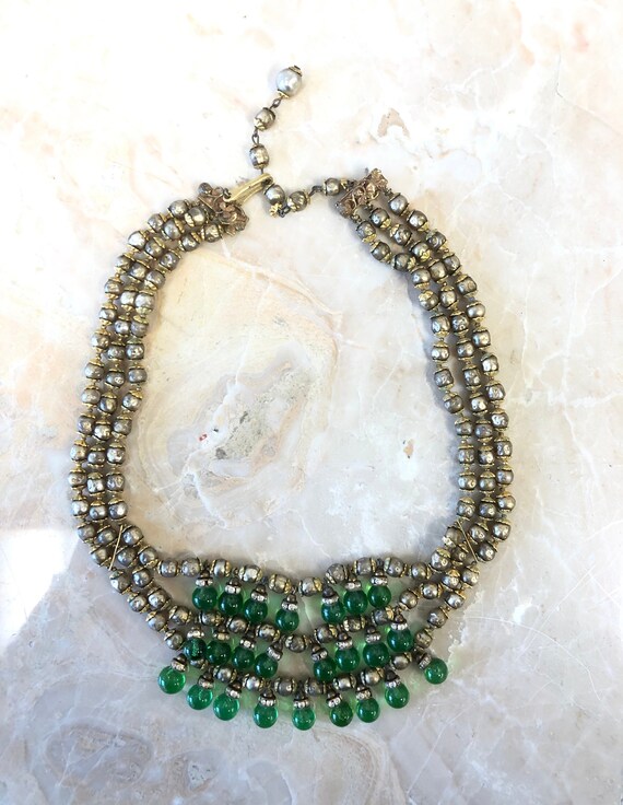 Vintage Gold and Lucite Beaded Necklace - image 2