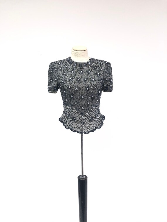 Vintage 1950's Beaded Silk Top