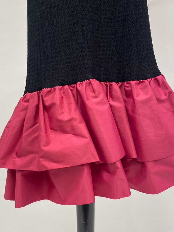 Vintage 1980's Black Strapless Dress with Pink Ru… - image 4