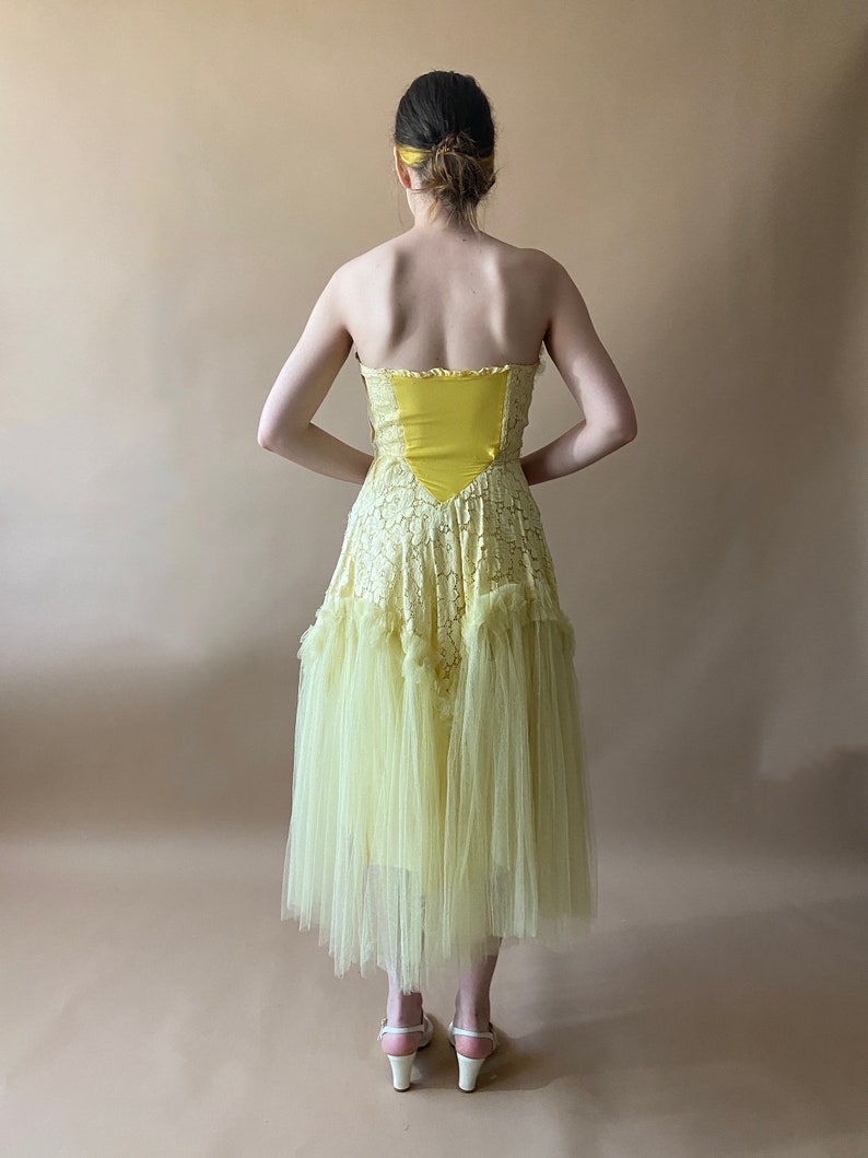 Vintage 1950's/1960's Yellow Lace Dress image 2