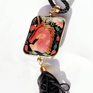 RARE Large Vintage cloisonné unicorn pendant with tassel vintage unicorn necklace, 1980’s unicorn. This is a gorgeous and rare piece!