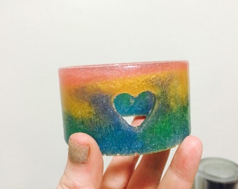 OOAK handmade Sparkling rainbow bracelet! Pink, gold, green, turqouise, indigo, and violet rainbow bracelet