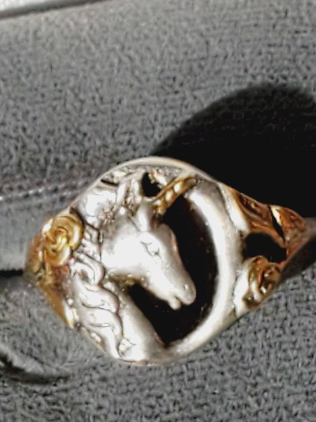 Very RARE Gorham Sterling 14k Gold Accented Unicorn Ring SIZE 10, Rare