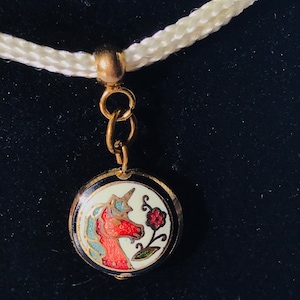 Rare vintage cloisonné unicorn pendant, tiny elegant unicorn pendant