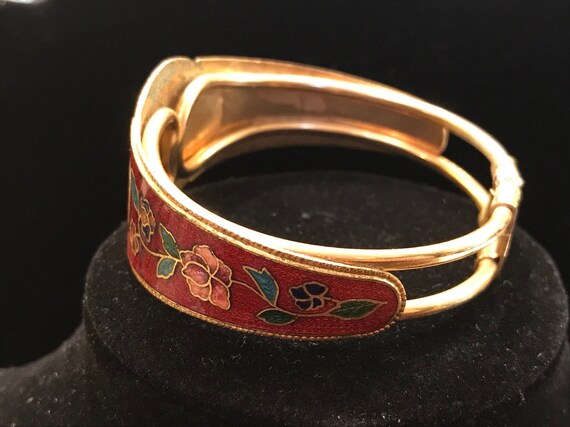 Rare vintage cloisonné unicorn cuff bracelet - image 3
