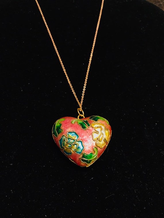 Cloisonne on sale heart pendant