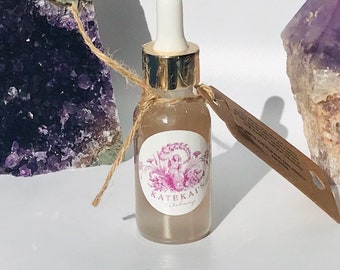 Self-love flower and gem essence combinations, sacral chakra and heart chakra, rose quartz, watermelon tourmaline essence