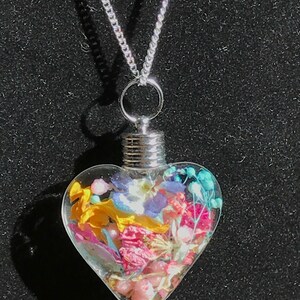 Gorgeous real preserved flower heart necklace